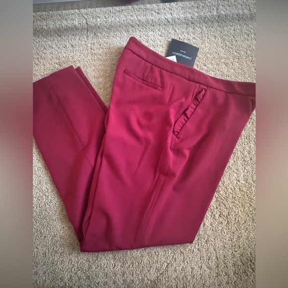 Cynthia Rowley Red Straight Leg Pants Tailored Fit - Picture 4 of 5